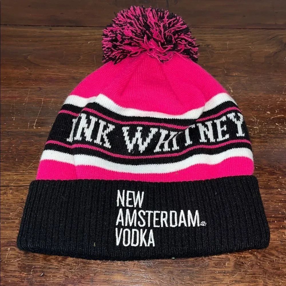 Pink Whitney New Amsterdam Vodka Barstool Hockey Sports Knit Beanie Winter Hat